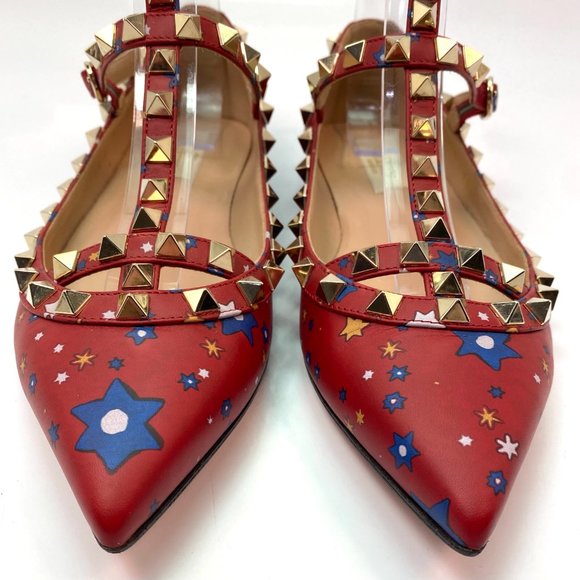 🌷❤️🔥FINAL SALE 🔥 NO OFFERS🌷💥Valentino Garavani Rockstud Star Flats 35.5 - Picture 2 of 7